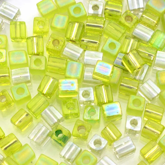 Miyuki Cube - 4mm - Juicy Chartreusey Mix