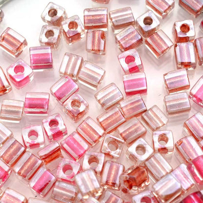 Miyuki Cube - 4mm - Pink Copper Penny Mix