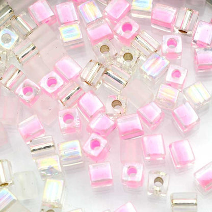 Miyuki Cube - 4mm - Frosted Rose Mix