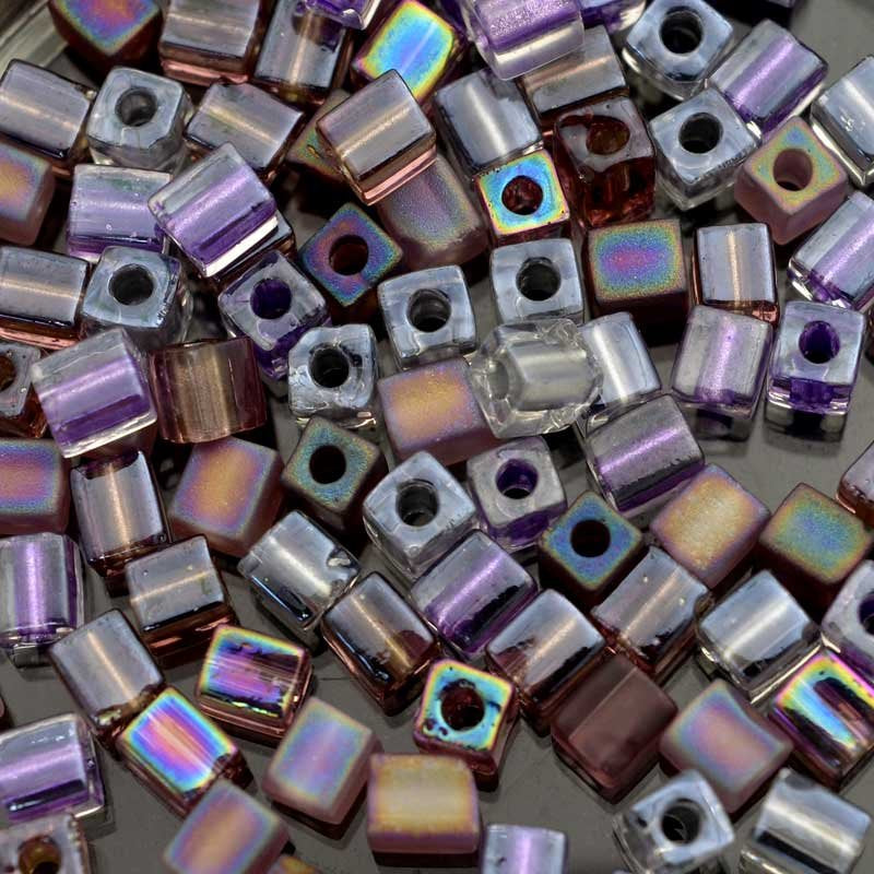 Miyuki Cube - 4mm - Lavender Nights Mix