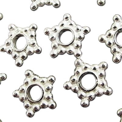 Sterling Spacer Beads - 9mm - Star Spacer - Bright Sterling