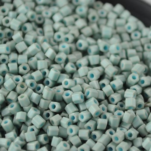 Toho Seed Beads Hex - 11/0 - Opaque Frosted Copper Green