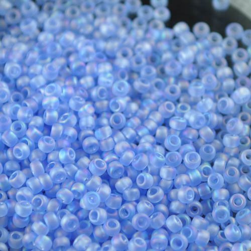 Toho Seed Beads - 11/0 - Frosted Transparent AB Cornflower Blue