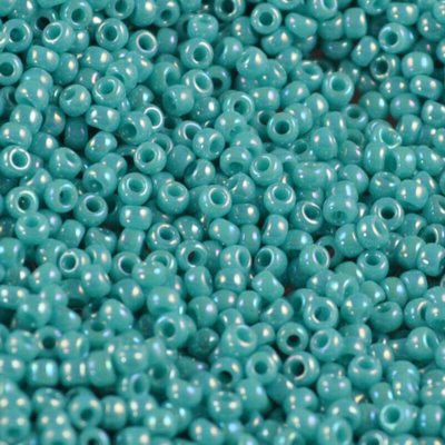 Toho Seed Beads - 11/0 - Opaque Green Turquoise Rainbow