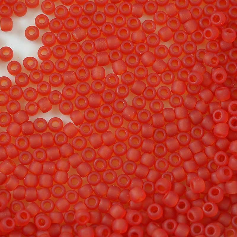 Toho Seed Beads - 11/0 - Frosted Transparent Siam Red