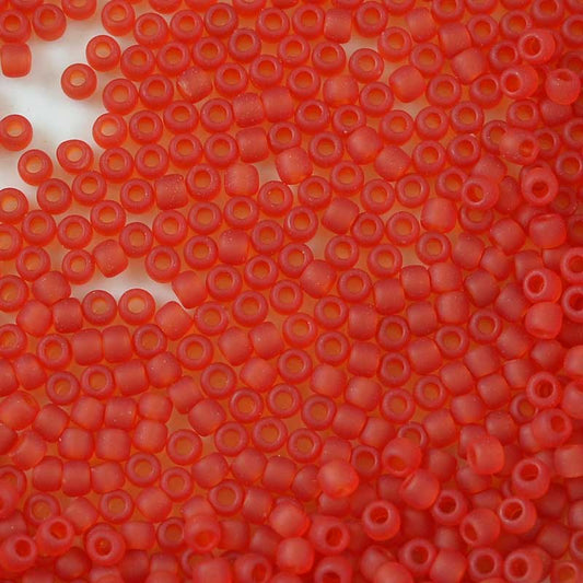 Toho Seed Beads - 11/0 - Frosted Transparent Siam Red