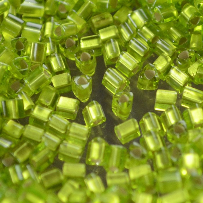 Toho Triangles - 11/0 - Frosted Silver Lined Lime