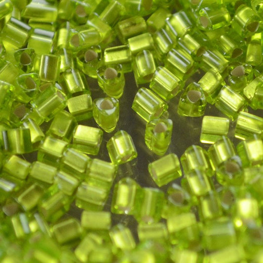 Toho Triangles - 11/0 - Frosted Silver Lined Lime