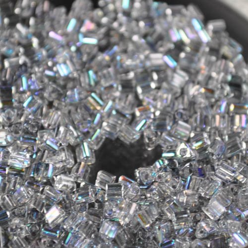 Toho Triangles - 11/0 - Hybrid Dual Lustred Gold / Green AB (5 grams)