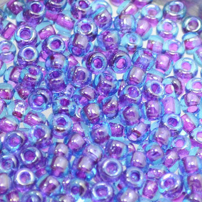 Toho Seed Beads - 6/0 - Colour Lined Aqua/Purple