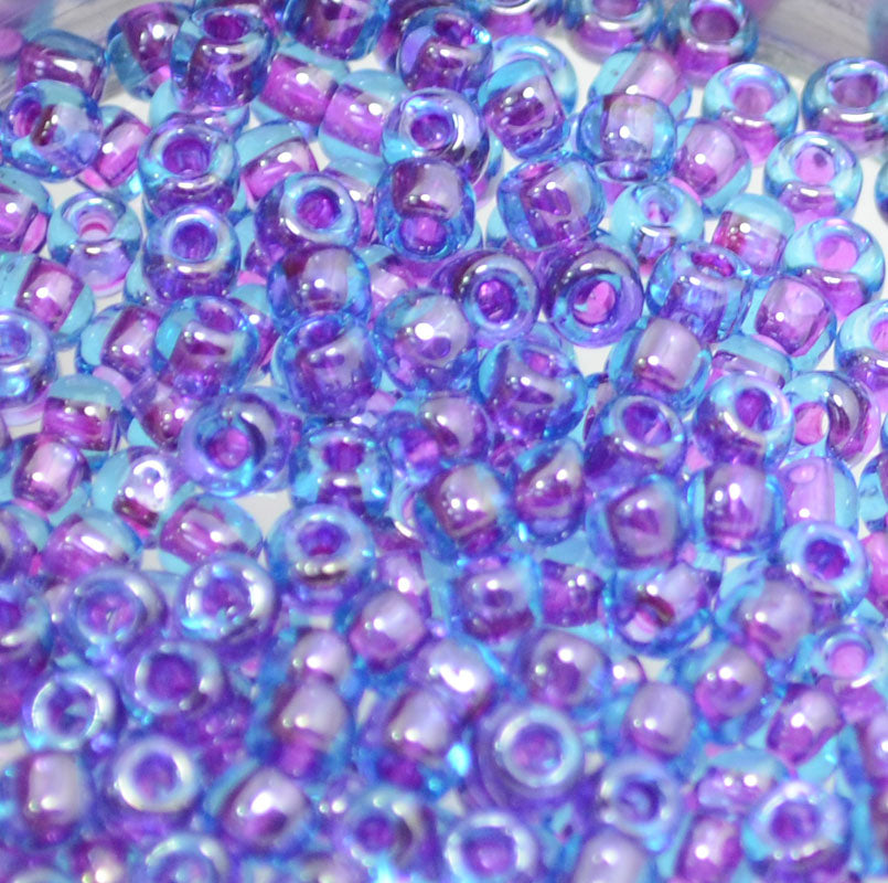 Toho Seed Beads - 6/0 - Colour Lined Aqua/Purple