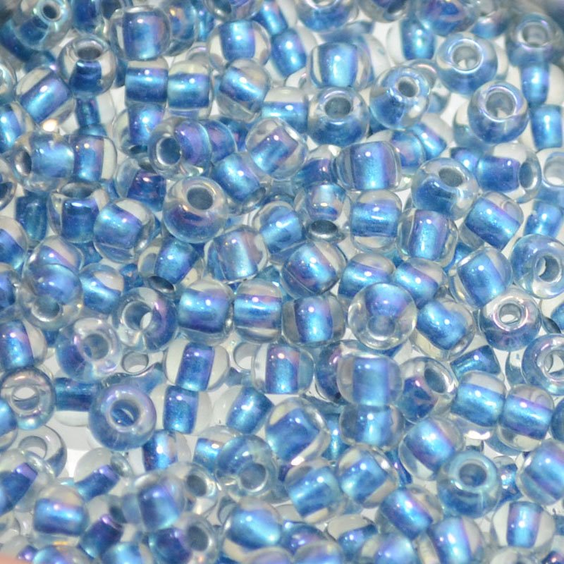 Toho Seed Beads - 6/0 - Colour Lined Crystal Rainbow/Blue