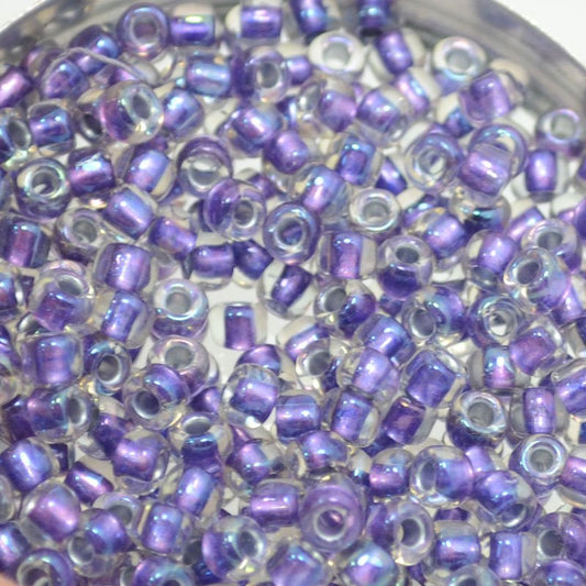 Toho Seed Beads - 6/0 - Colour Lined Crystal Rainbow/Purple