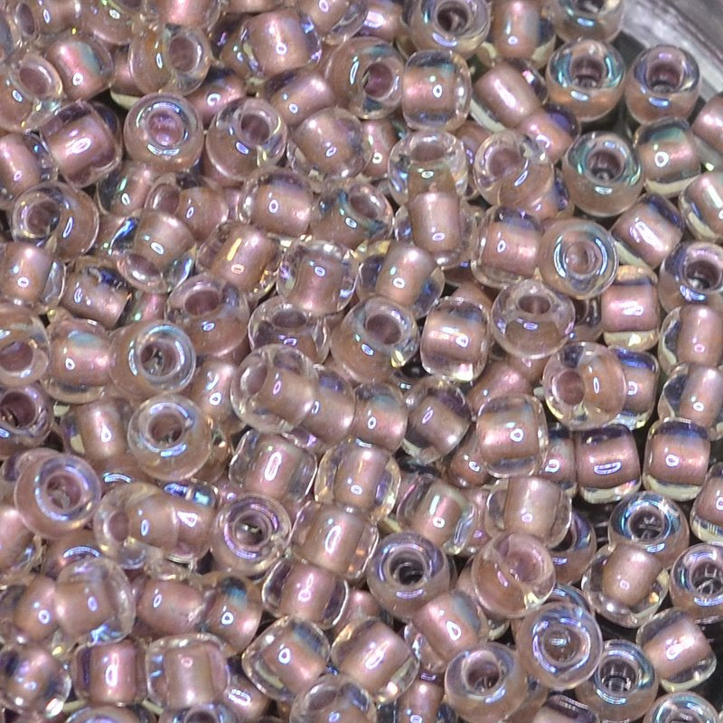 Toho Seed Beads - 6/0 - Colour Lined Rose / Crystal