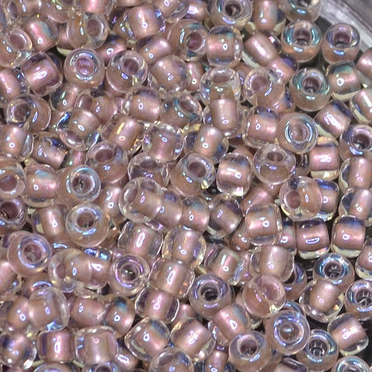 Toho Seed Beads - 6/0 - Colour Lined Rose / Crystal