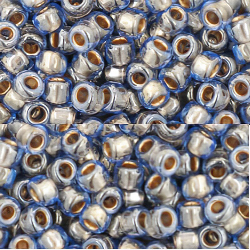 Toho Seed Beads - 6/0 - Gold Lined Light Montana Blue