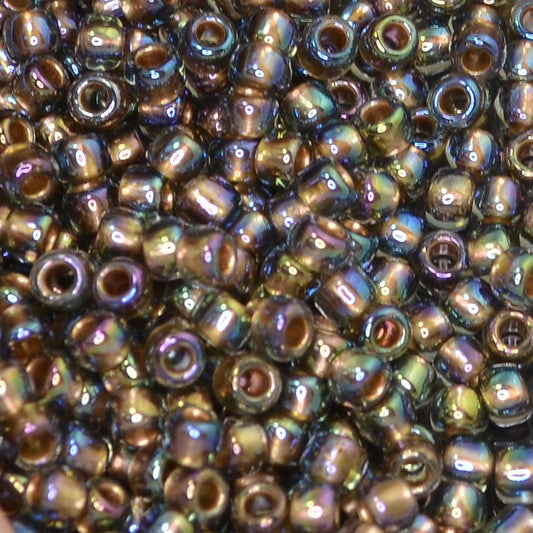 Toho Seed Beads - 6/0 - Gold Lined Rainbow Black Diamond