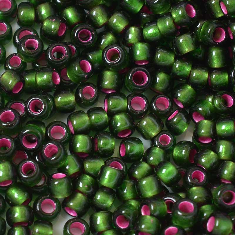 Toho Seed Beads - 6/0 - Colour Lined Olivine Raspberry