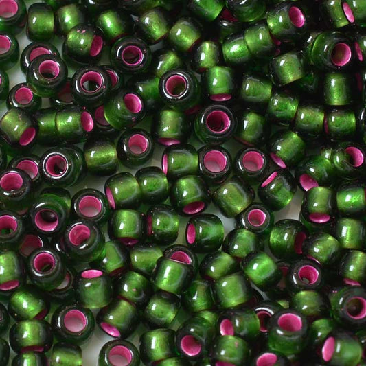 Toho Seed Beads - 6/0 - Colour Lined Olivine Raspberry