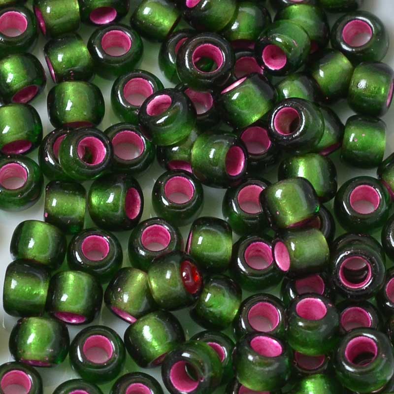 Toho Seed Beads - 6/0 - Colour Lined Olivine Raspberry