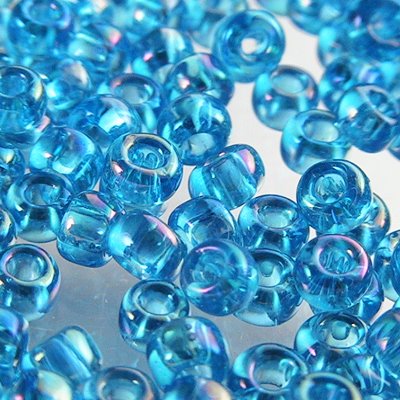 Toho Seed Beads - 8/0 - Transparent Dark Aqua Rainbow