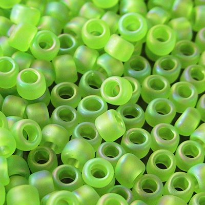 Toho Seed Beads - 8/0 - Transparent Lime Green Rainbow Frosted
