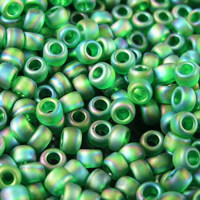 Toho Seed Beads - 8/0 - Transparent Rainbow Matte Grass Green
