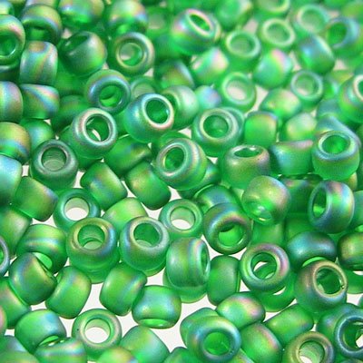 Toho Seed Beads - 8/0 - Transparent Rainbow Matte Grass Green