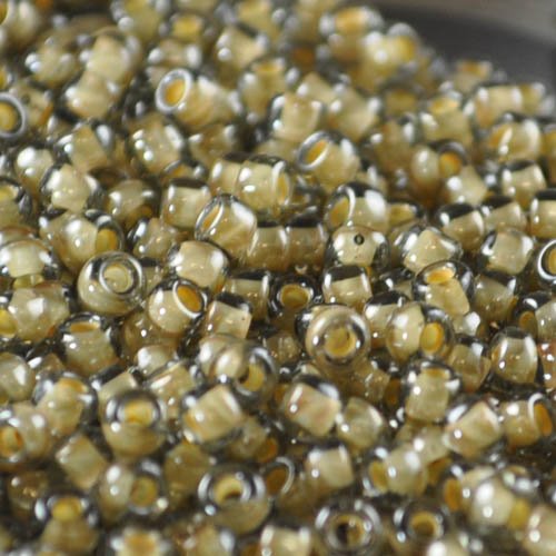 Toho Seed Beads - 8/0 - Colour Lined Black Diamond/Orange Cream