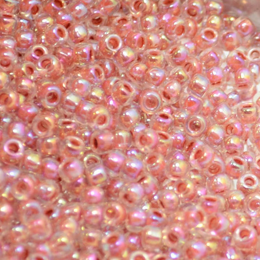 Toho Seed Beads - 8/0 - Colour Lined Crystal/Sandstone Rainbow