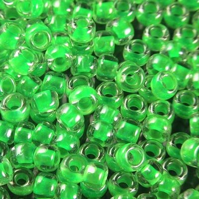 Toho Seed Beads - 8/0 - Luminous Inside-Color Lime/Crystal