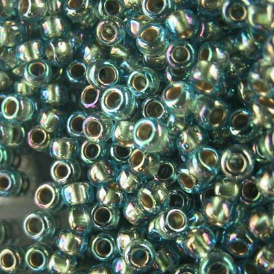Toho Seed Beads - 8/0 - Dichroic Lined Aqua Blue Rainbow