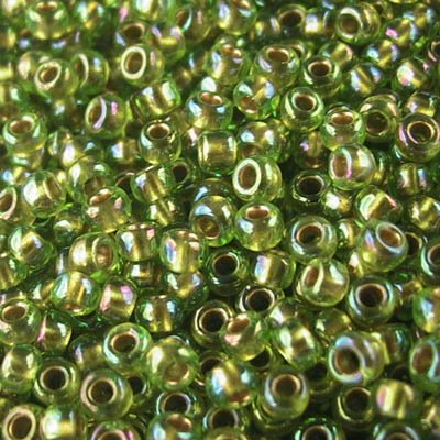 Toho Seed Beads - 8/0 - Dichroic Lined Chartreuse Green Rainbow