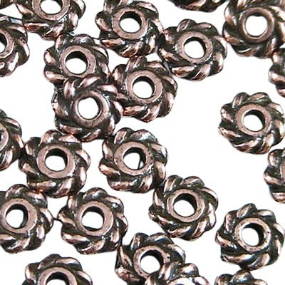 Metal Spacers - 4mm - Rope Twist Spacer - Antique Copper (20)