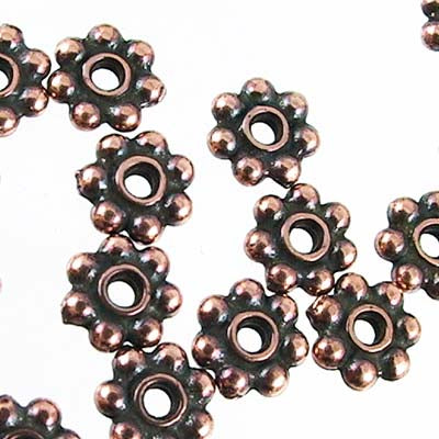 Metal Beads - 5mm Daisy Spacers - Antiqued Copper (100)