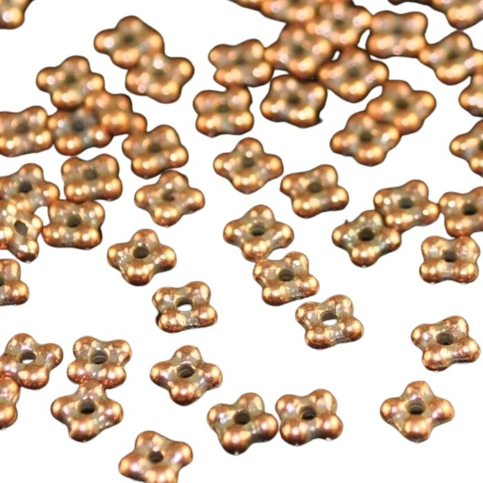 Metal Beads - 3mm - Quad Spacers - Antiqued Copper (100)