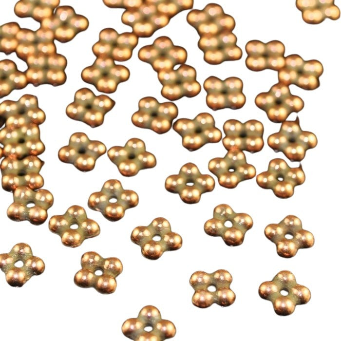Metal Beads - 5mm - Quad Spacers - Antiqued Copper (100)