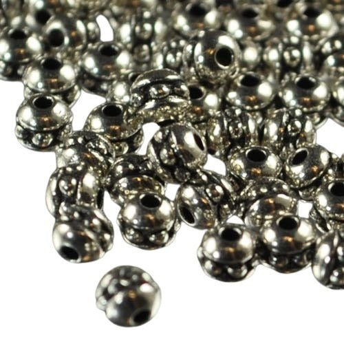 Metal Beads - 3mm - Beaded Bead - Silver (50)