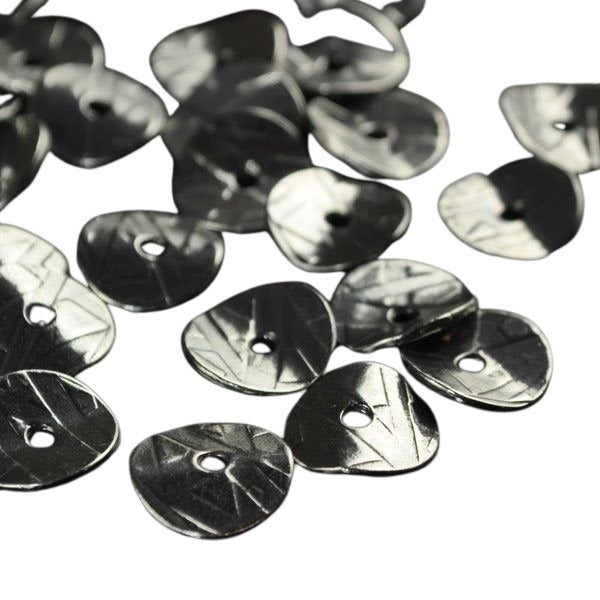 Metal Beads - 10mm - Patterned Wavy Disk - Antiqued Pewter (20)