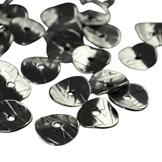 Metal Beads - 10mm - Patterned Wavy Disk - Antiqued Pewter (20)