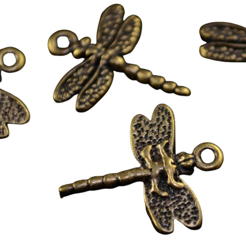 Drop Dragonfly Charm   Brass Oxide Each
