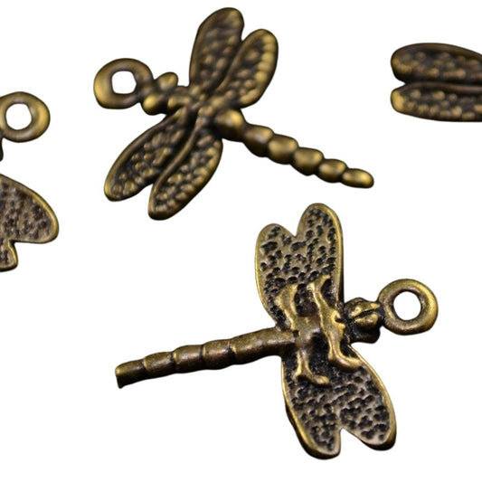 Drop Dragonfly Charm   Brass Oxide Each