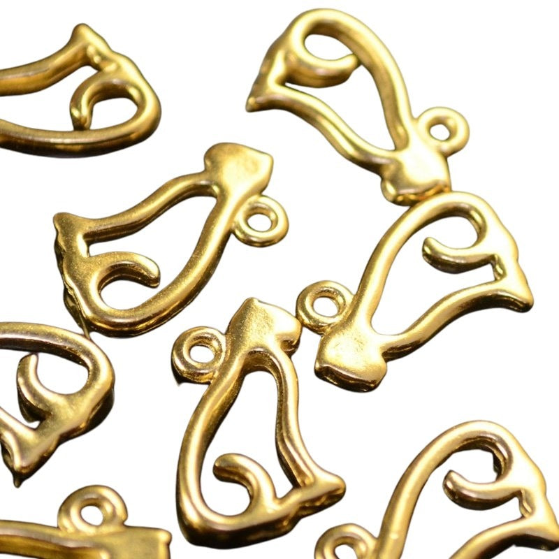 Open Cat Charm   Bright Gold Each