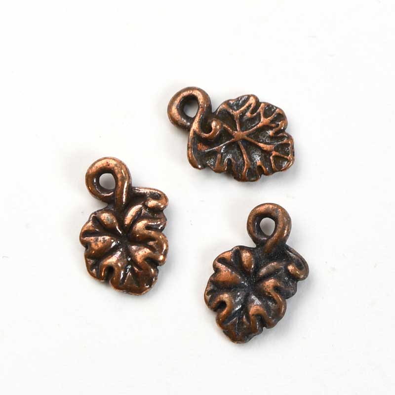 Grape Leaf Charm   Ant Copper Each