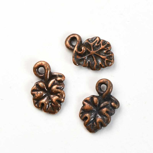Grape Leaf Charm   Ant Copper Each