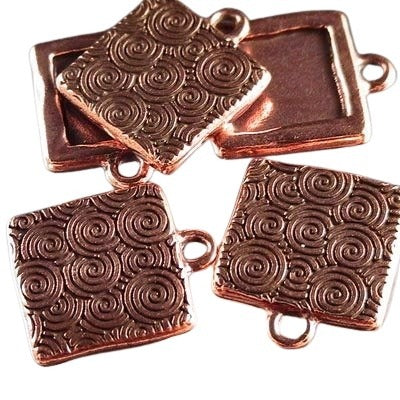 Pendant - Spiraled Square Frame - Antique Copper