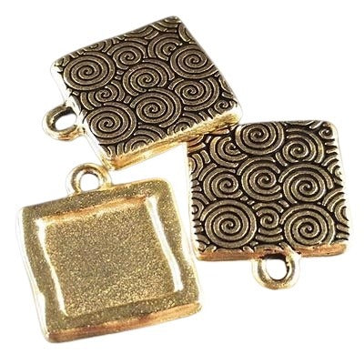 Pendant - Spiraled Square Frame - Goldtone