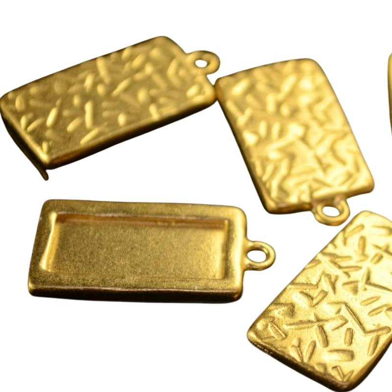 Pendant - Rectangle Abstract Frame - Bright Gold