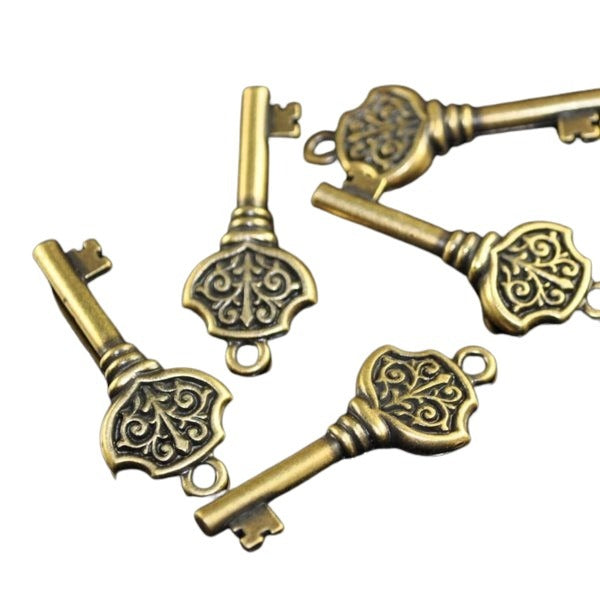 Victorian Key Charm   Brass Oxide Each