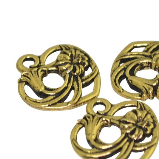 Floral Heart - Antique Gold each